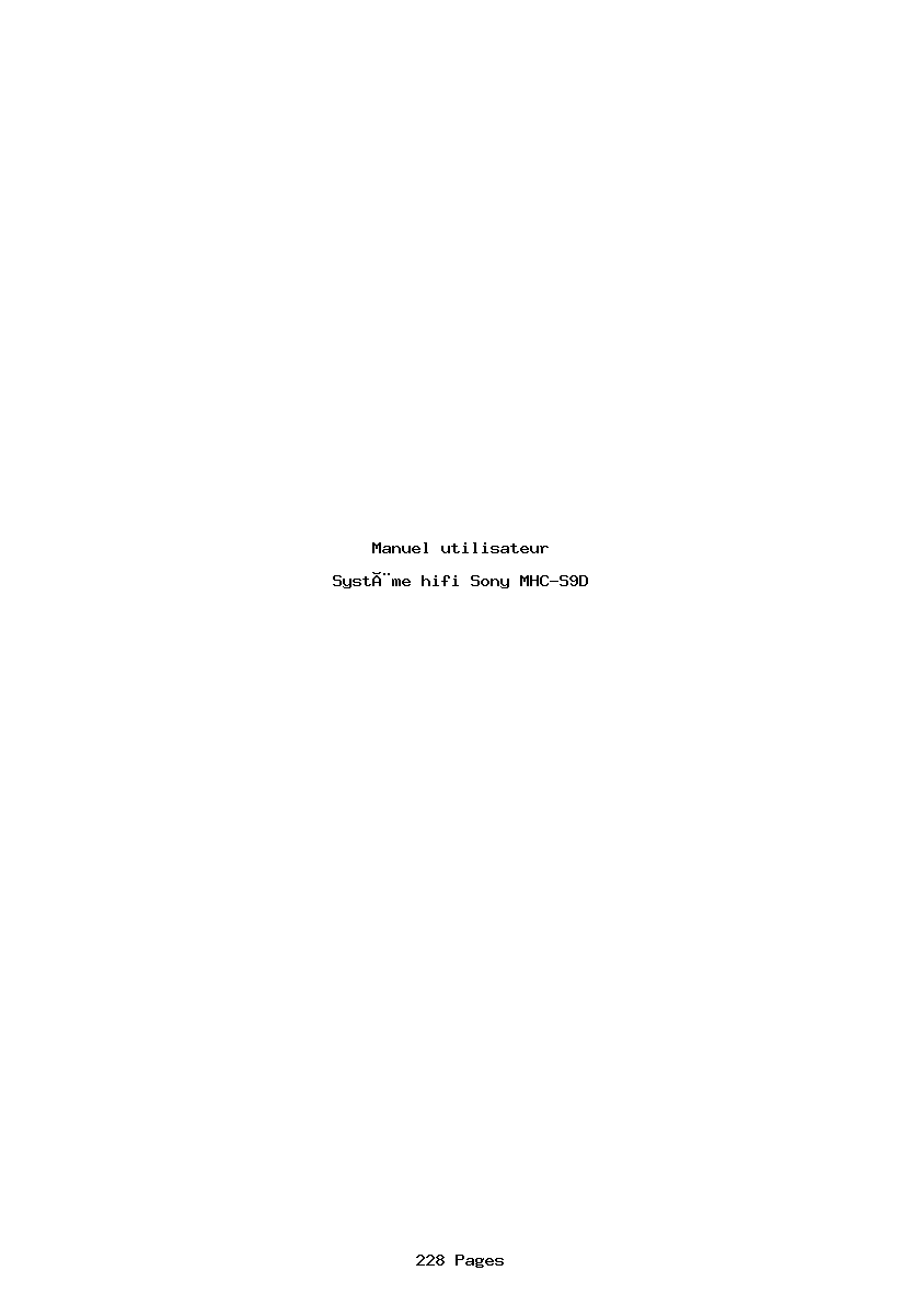 Page 1 de la notice Manuel utilisateur Sony MHC-S9D