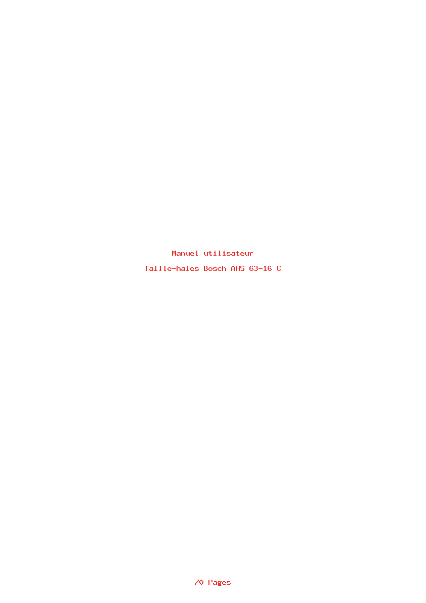 Page 1 de la notice Manuel utilisateur Bosch AHS 63-16 C