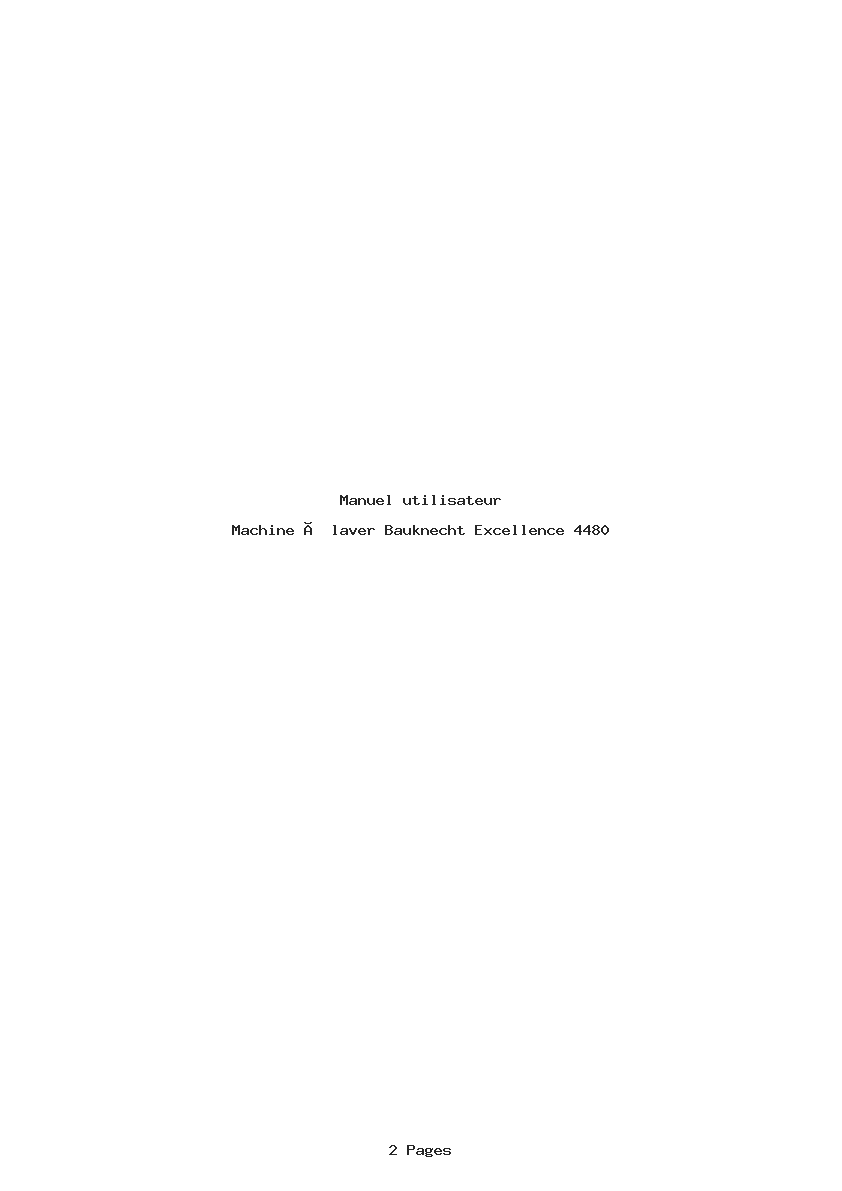 Page 1 de la notice Manuel utilisateur Bauknecht Excellence 4480