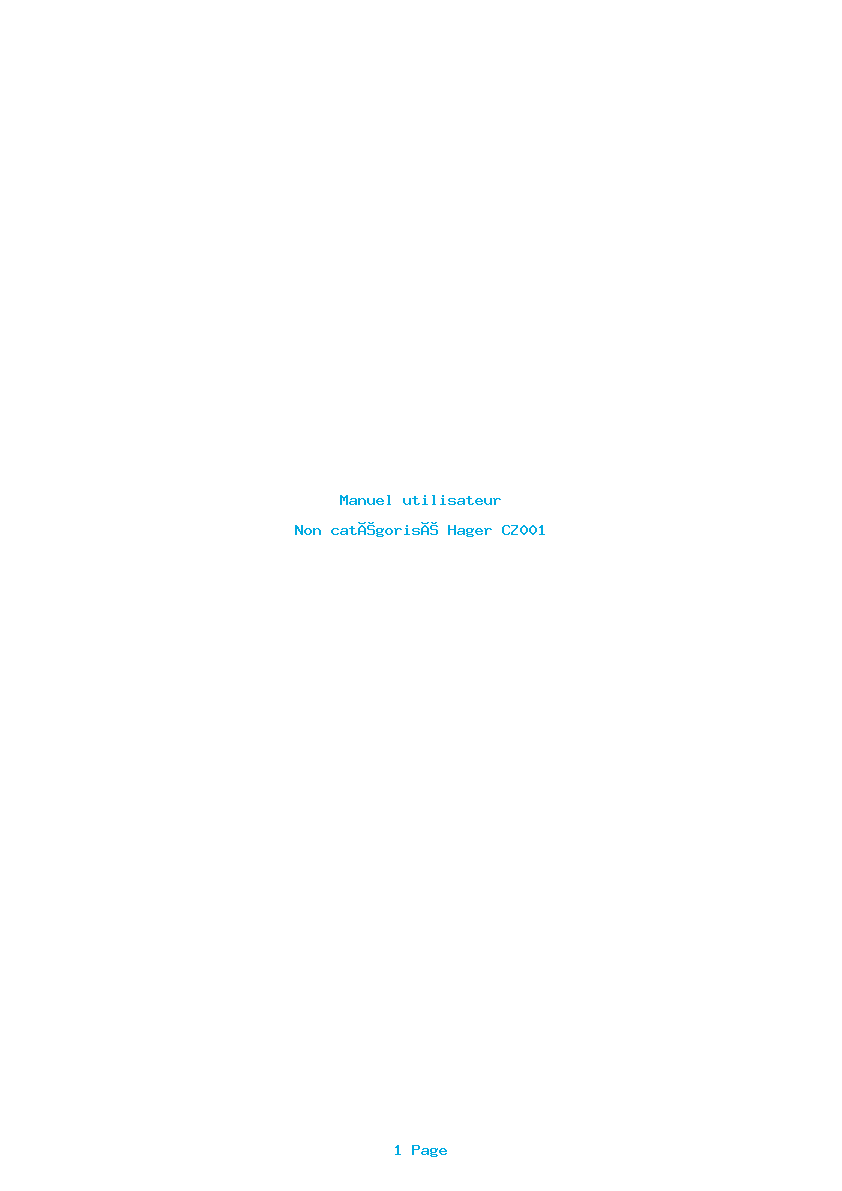 Page 1 de la notice Manuel utilisateur Hager CZ001