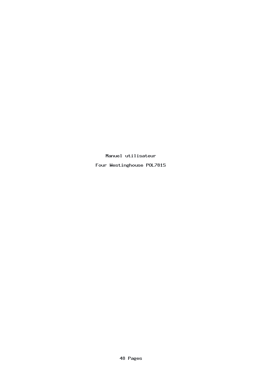 Page 1 de la notice Manuel utilisateur Westinghouse POL781S