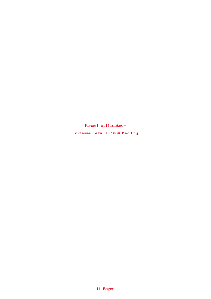 Page 1 de la notice Manuel utilisateur Tefal FF1004 MaxiFry