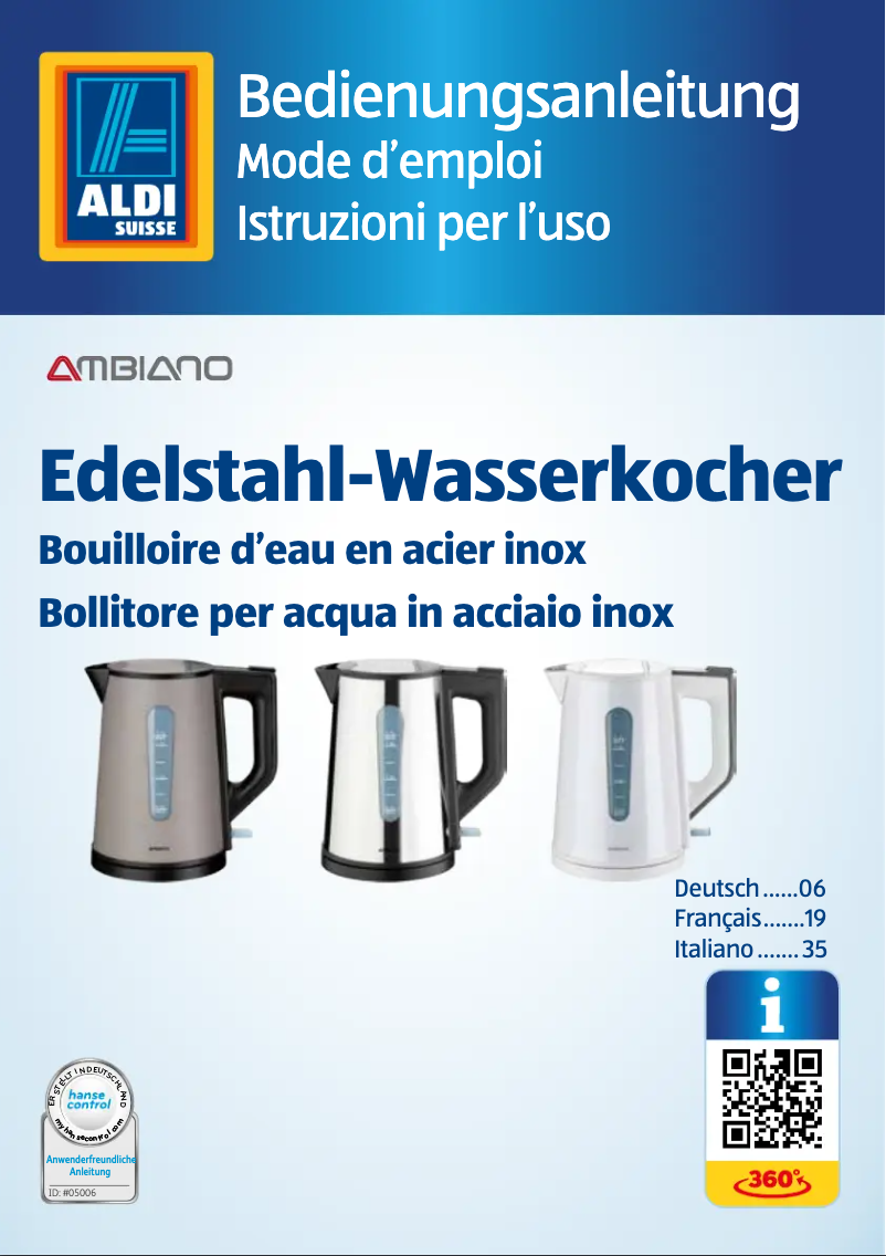 Page 1 de la notice Manuel utilisateur Ambiano GT-WK-eds-05