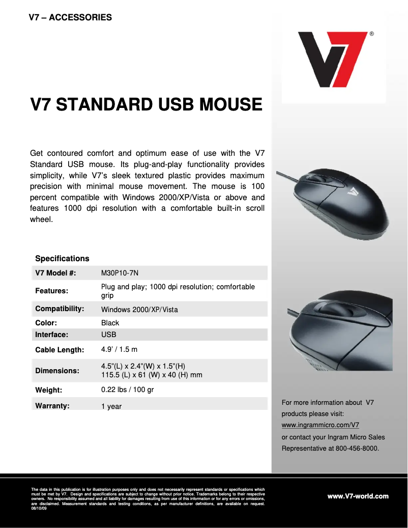 Page 1 de la notice Manuel utilisateur V7 M30P10-7N