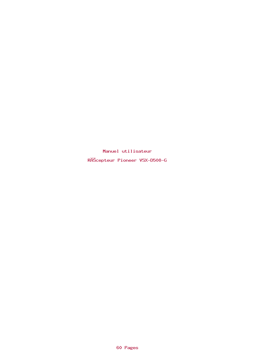 Page 1 de la notice Manuel utilisateur Pioneer VSX-D508-G