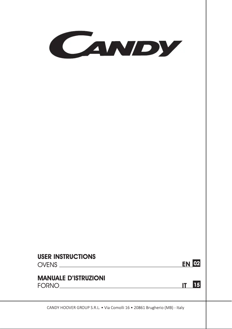 Page 1 of the manual User Manual Candy FCP502W/E/1
