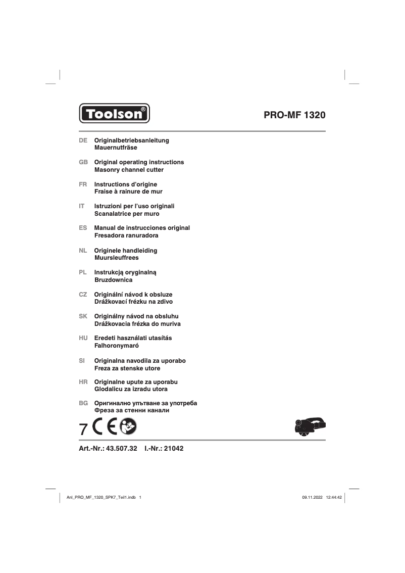 Page 1 de la notice Manuel utilisateur Toolson PRO-MF 1320
