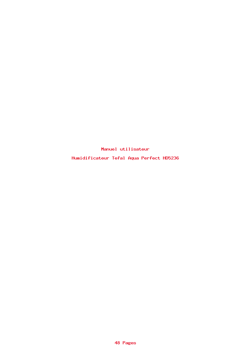 Page 1 de la notice Manuel utilisateur Tefal Aqua Perfect HD5236