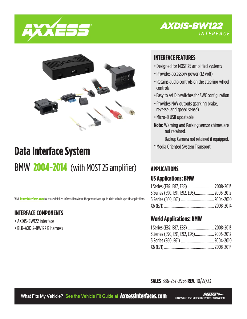 Page 1 de la notice Fiche technique AXESS AXDIS-BW122