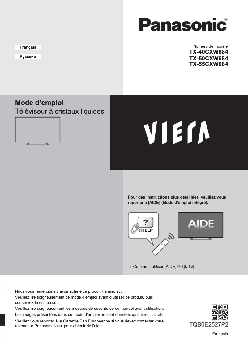 Page 1 de la notice Manuel utilisateur Panasonic TX-50CXW684
