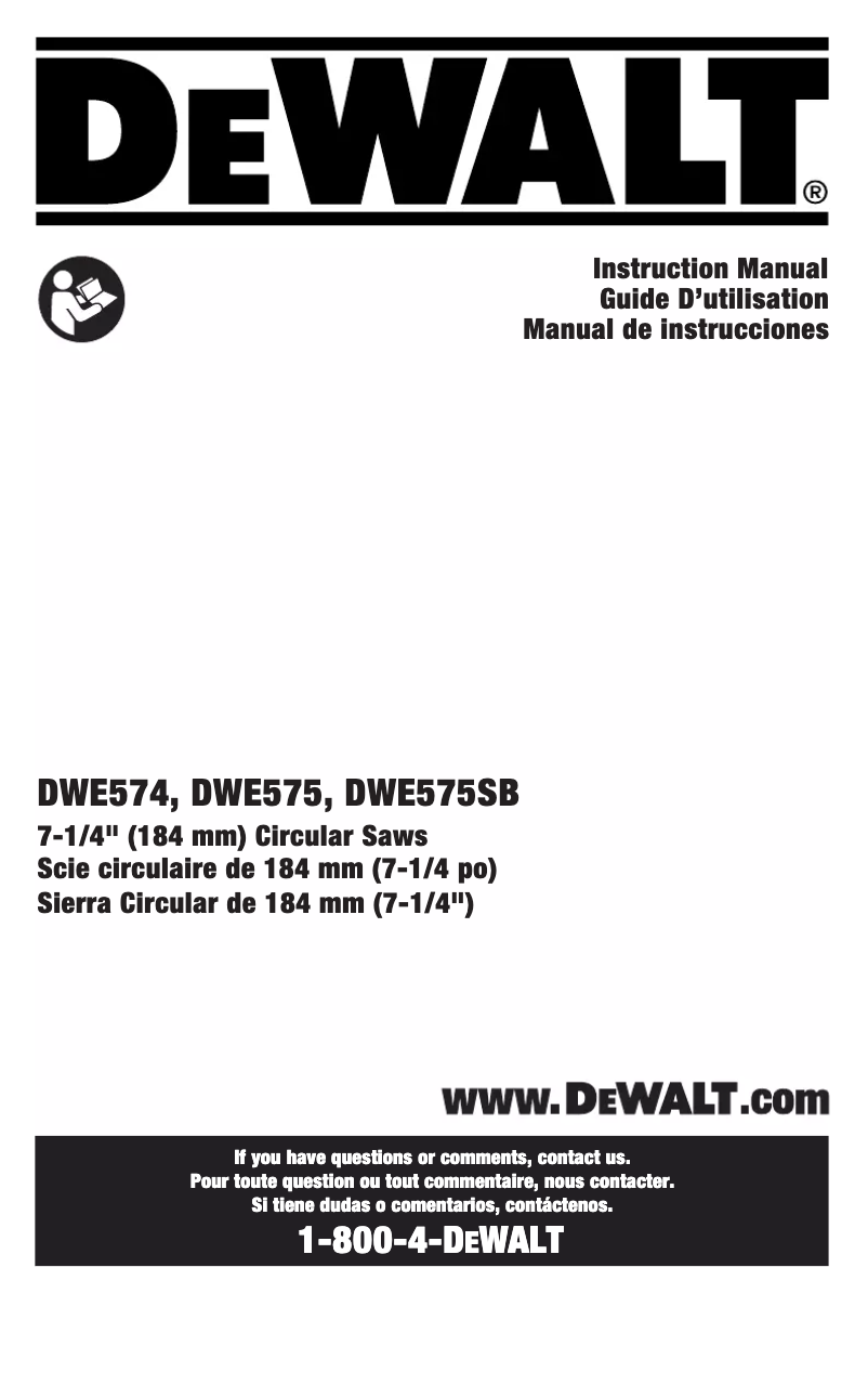 Page 1 de la notice Manuel utilisateur DeWalt DWE575SB