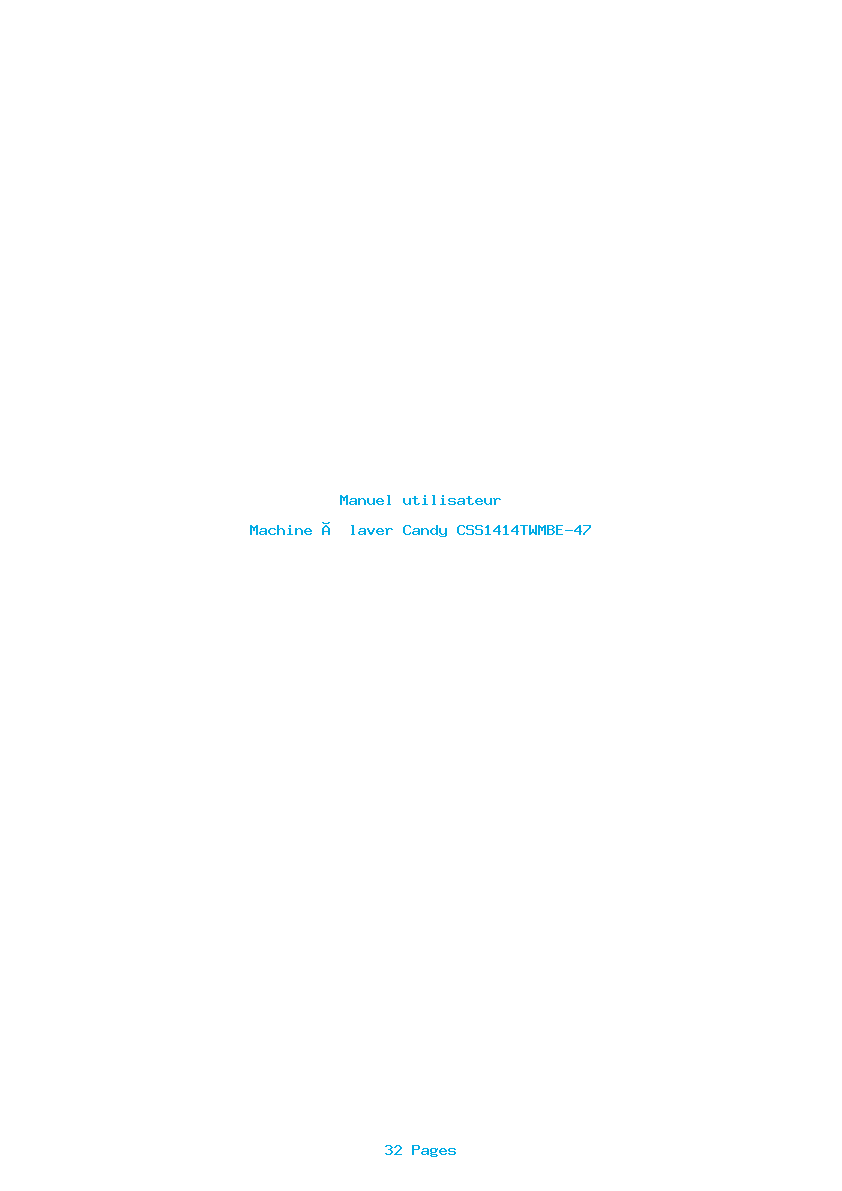 Page 1 de la notice Manuel utilisateur Candy CSS1414TWMBE-47