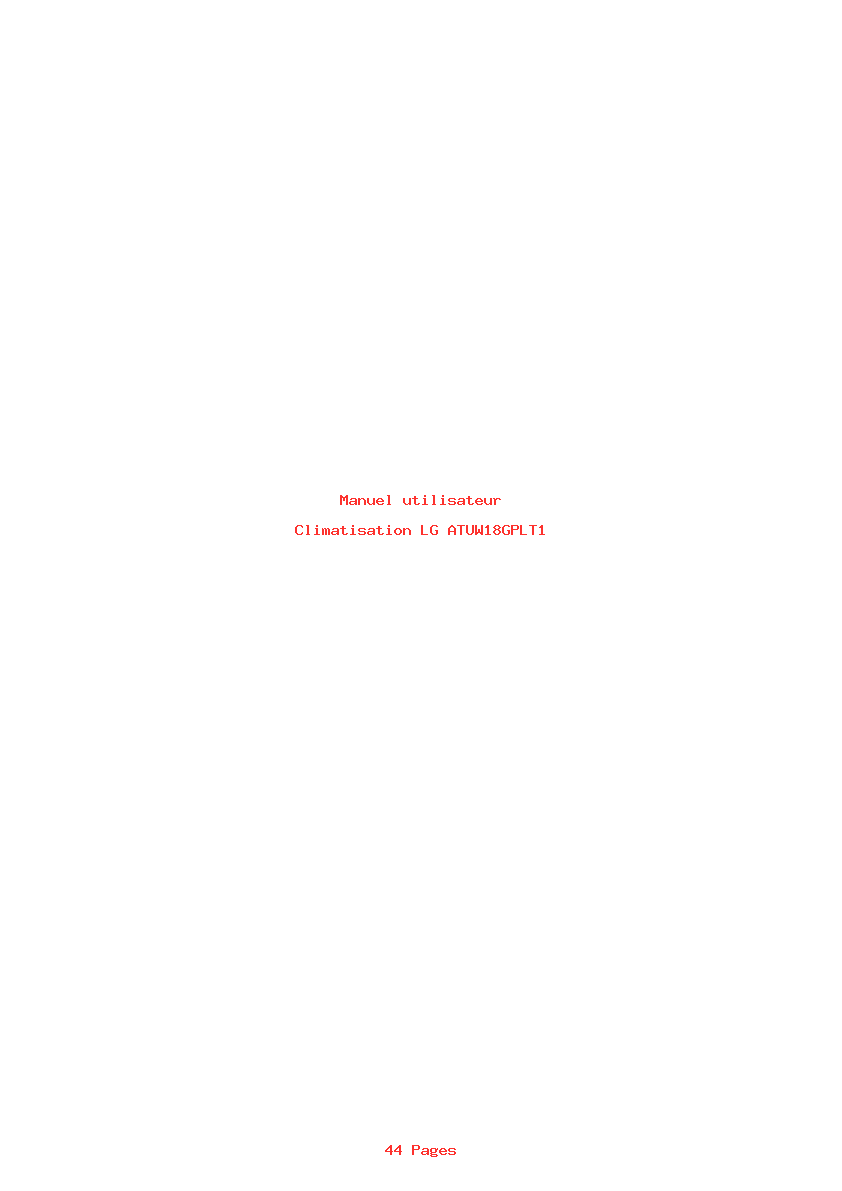 Page 1 de la notice Manuel utilisateur LG ATUW18GPLT1