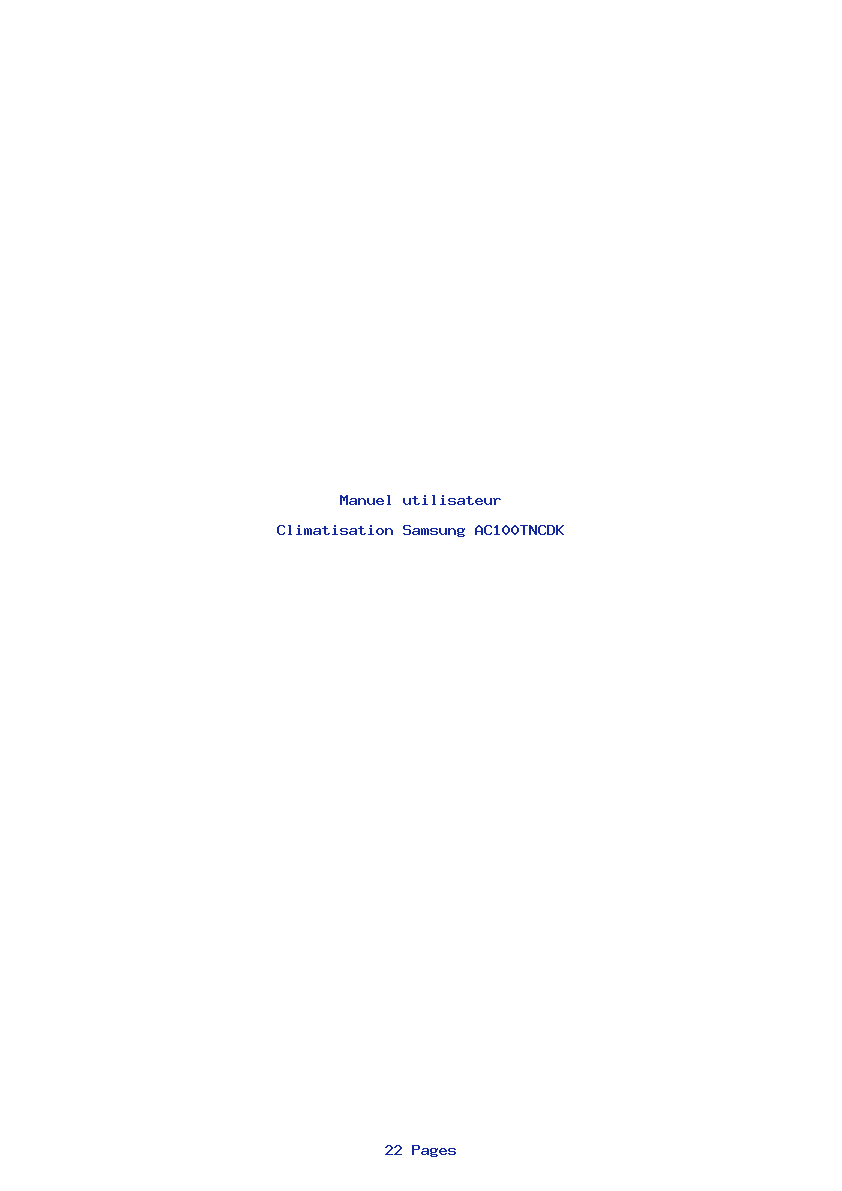 Page 1 de la notice Manuel utilisateur Samsung AC100TNCDK