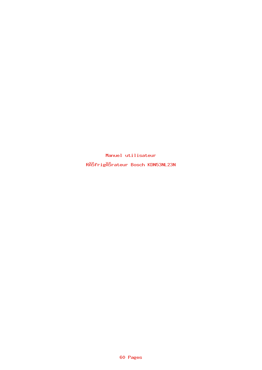 Page 1 de la notice Manuel utilisateur Bosch KDN53NL23N