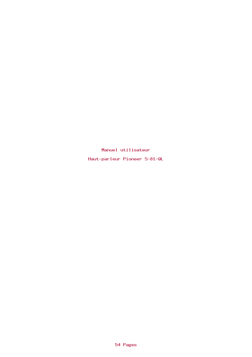 Page 1 de la notice Manuel utilisateur Pioneer S-81-QL