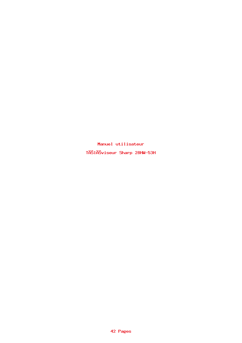 Page 1 de la notice Manuel utilisateur Sharp 28HW-53H