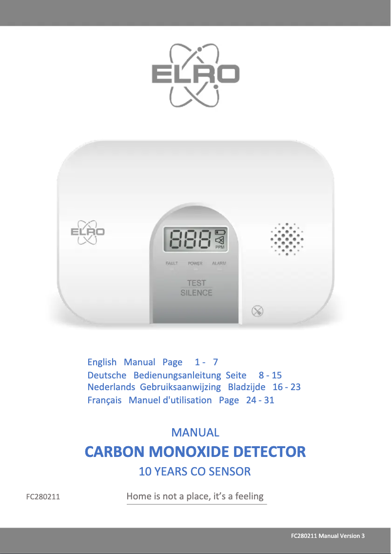 Page 1 de la notice Manuel utilisateur Elro FC280211