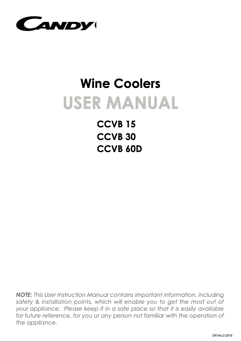 Page 1 of the manual User Manual Candy CCVB 30