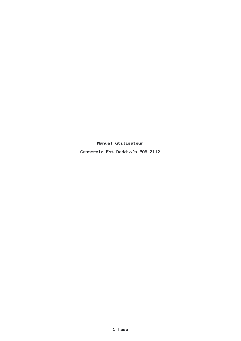 Page 1 de la notice Manuel utilisateur Fat Daddio's POB-7112