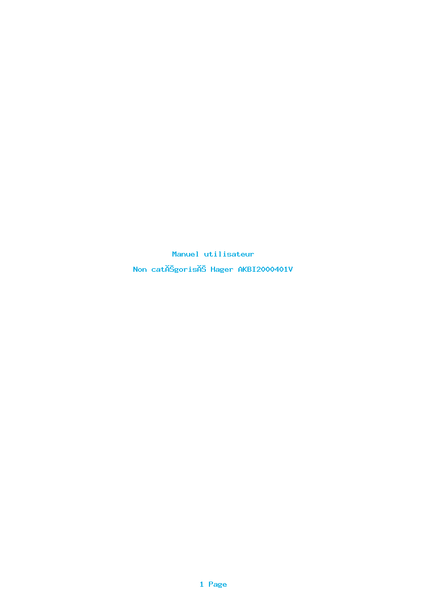 Page 1 de la notice Manuel utilisateur Hager AKBI2000401V