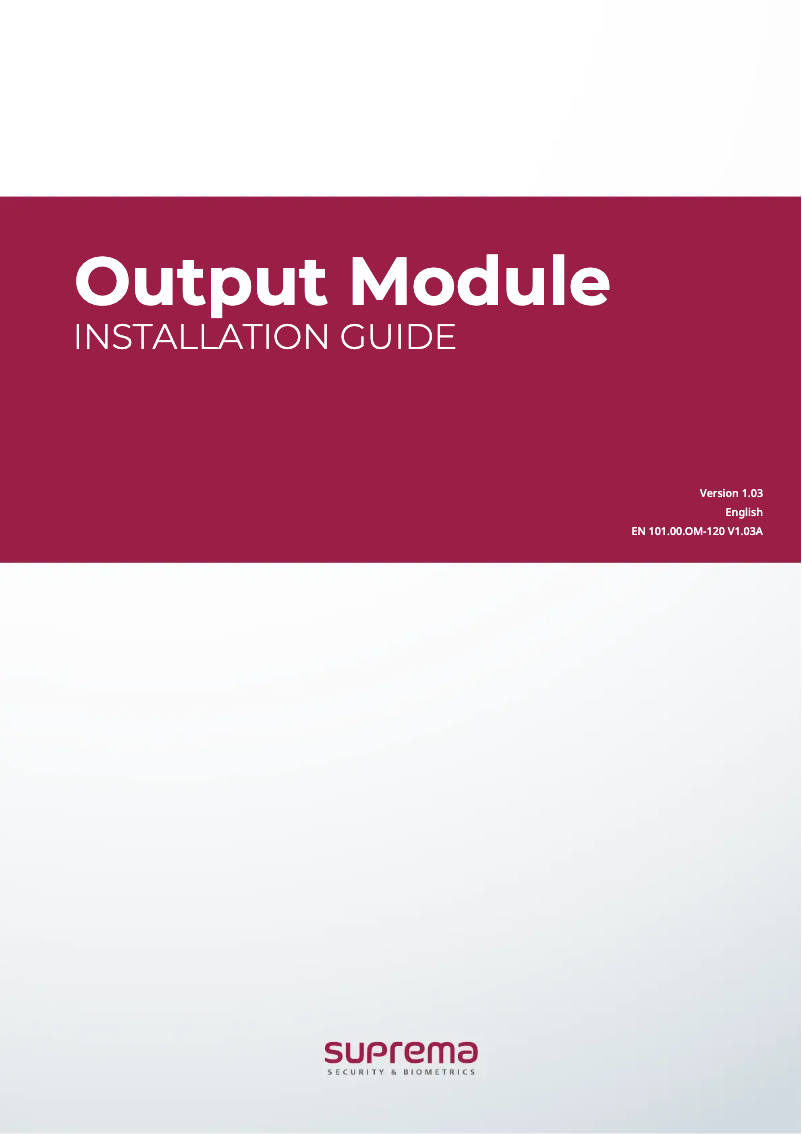 Page 1 de la notice Manuel utilisateur Suprema Output Module