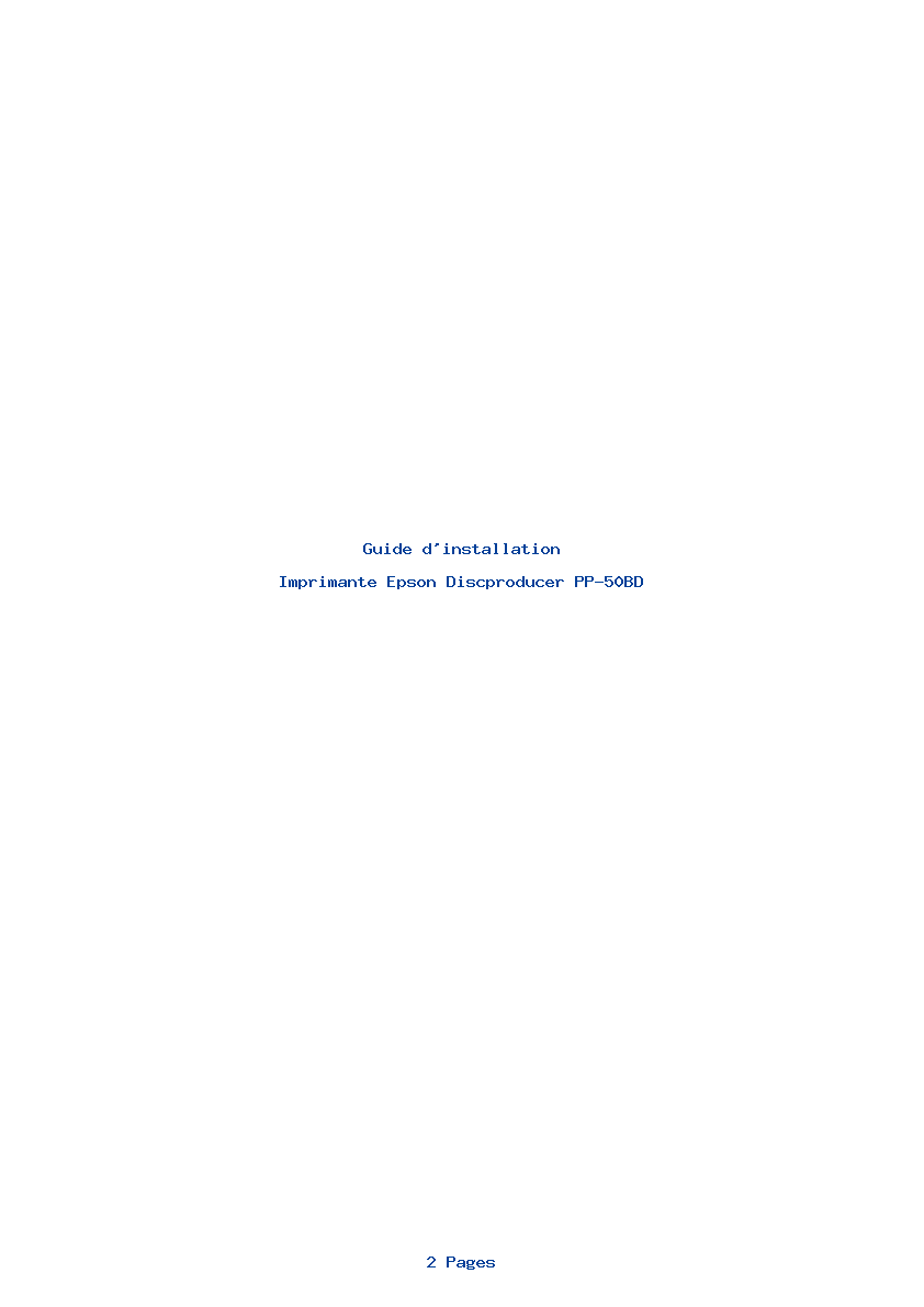 Page 1 de la notice Guide d'installation Epson Discproducer PP-50BD