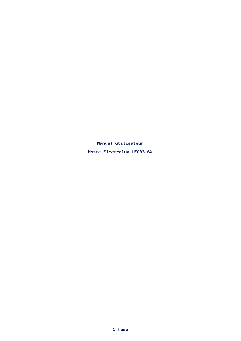 Page 1 de la notice Manuel utilisateur Electrolux LFC9316X