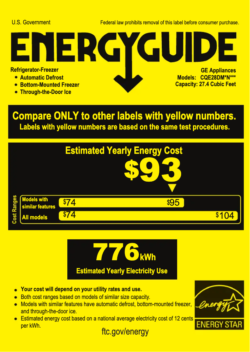 Página 1 del manual Etiqueta energética GE CQE28DM5NS5