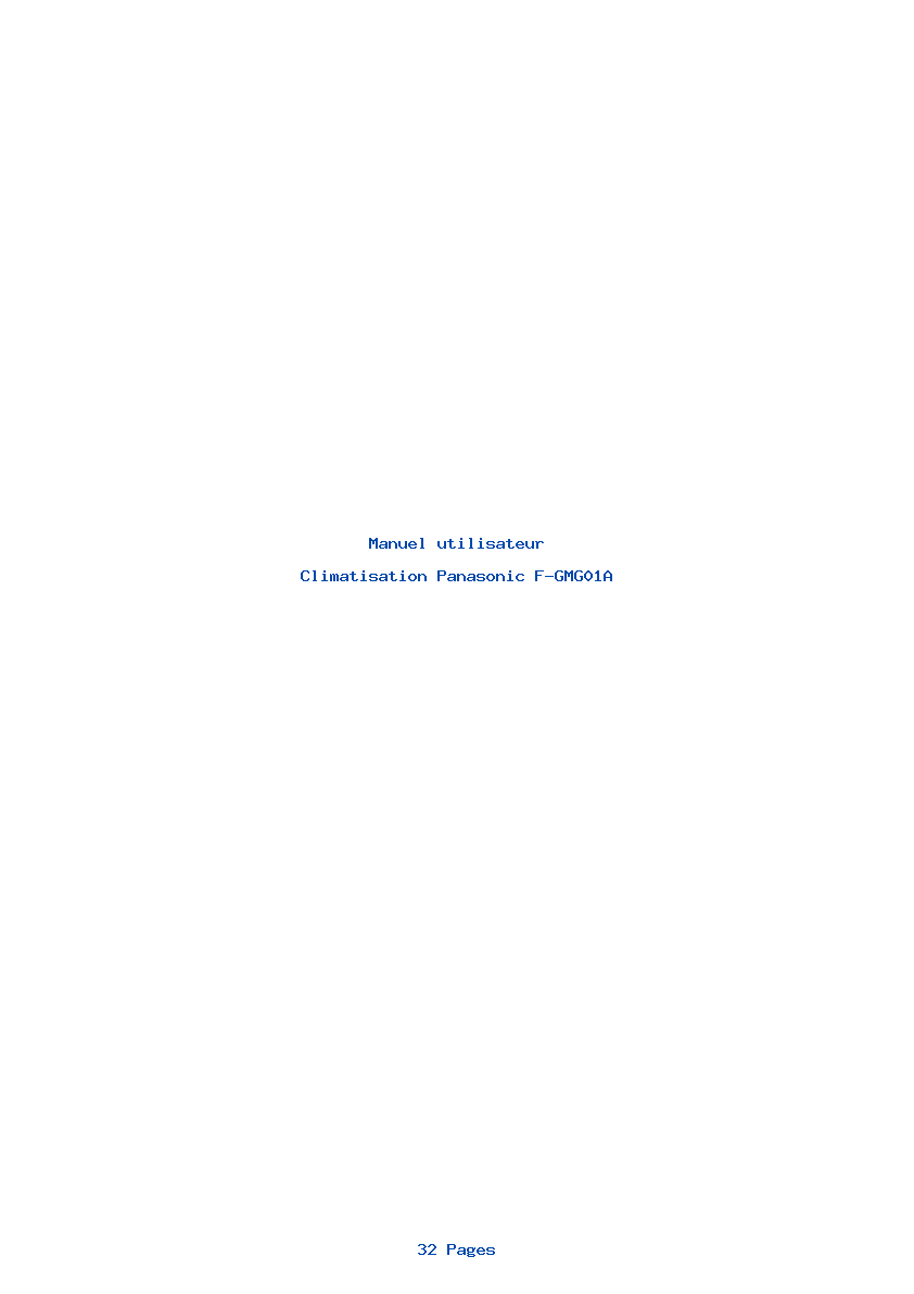Page 1 de la notice Manuel utilisateur Panasonic F-GMG01A