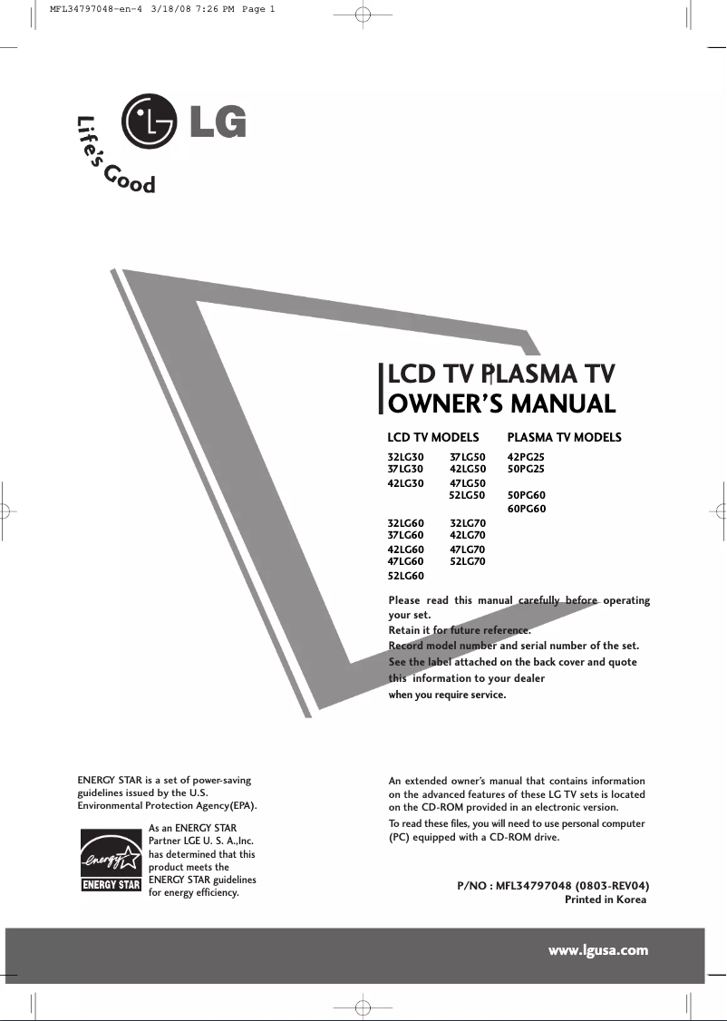 Page 1 of the manual User Manual LG 42LG50DC