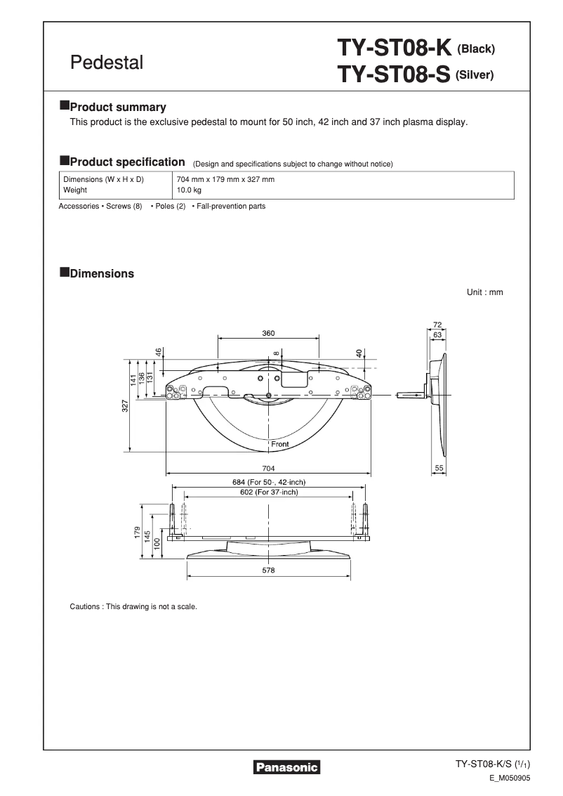 Page 1 de la notice Manuel utilisateur Panasonic TY-ST08
