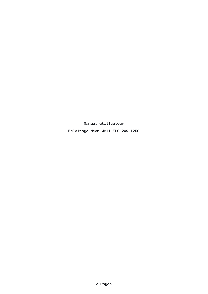 Page 1 de la notice Manuel utilisateur Mean Well ELG-200-12DA