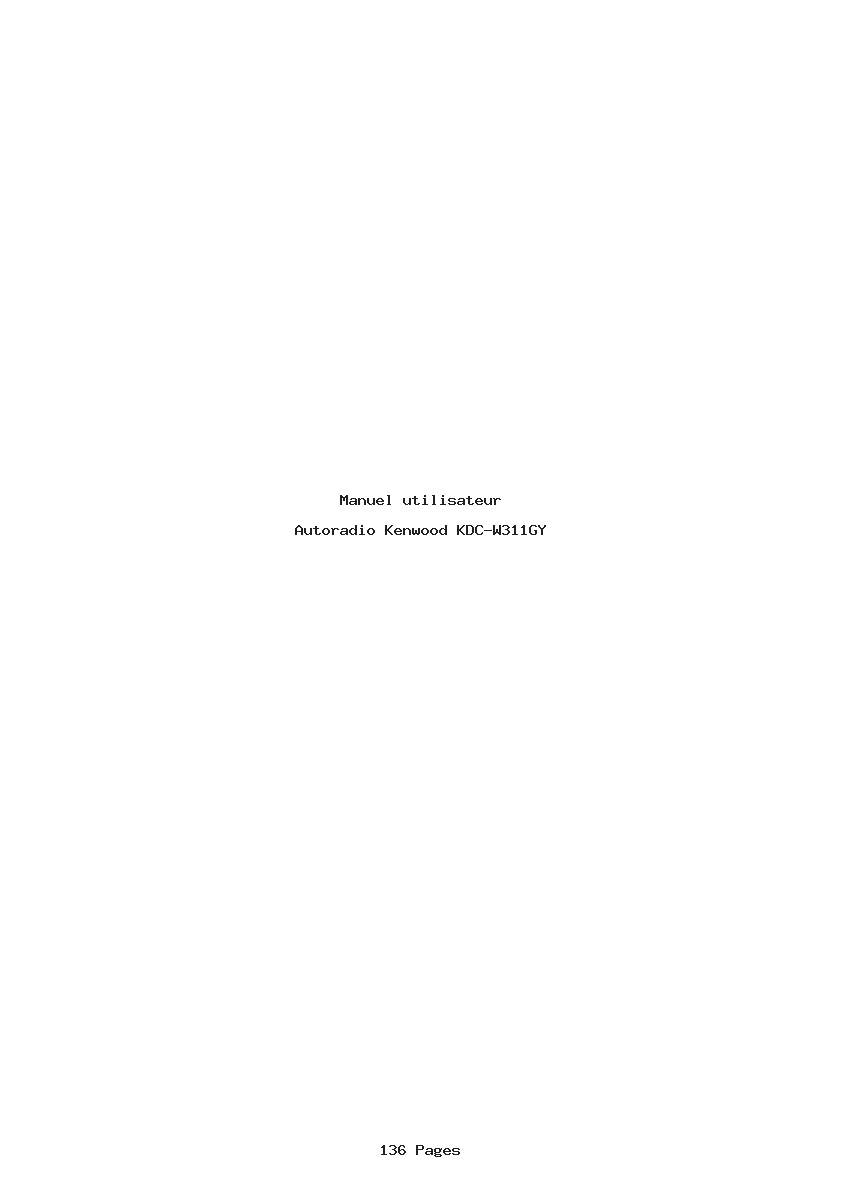 Page 1 de la notice Manuel utilisateur Kenwood KDC-W311GY
