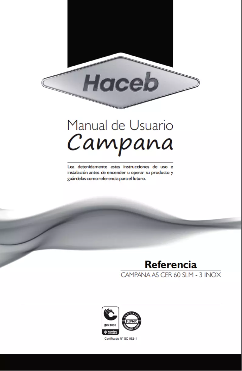 Page 1 de la notice Manuel utilisateur Haceb Assento CER 60 SLM3