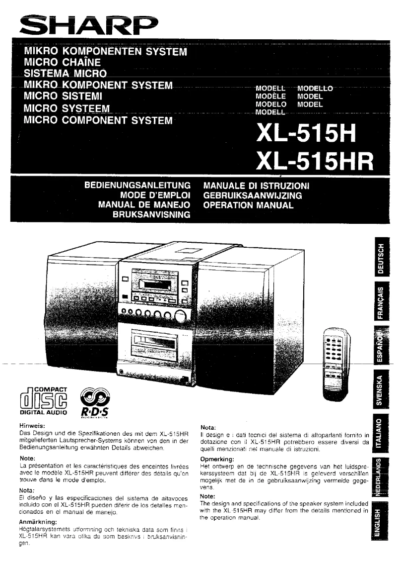 Page 1 de la notice Manuel utilisateur Sharp XL-515H