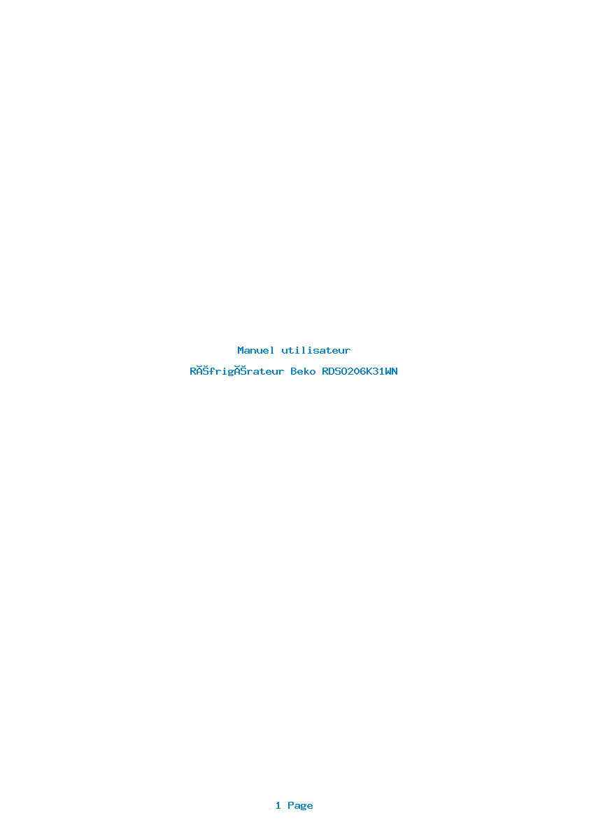 Page 1 de la notice Manuel utilisateur Beko RDSO206K31WN