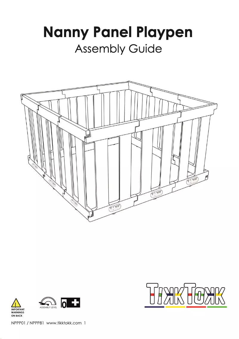 Page 1 de la notice Instructions / montage TikkTokk Nanny Panel Playpen