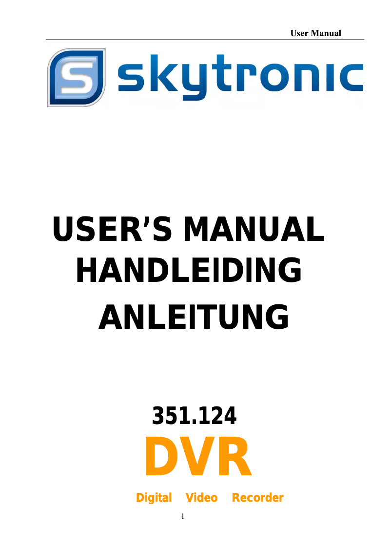 Page 1 de la notice Manuel utilisateur Skytronic DVR 351.124