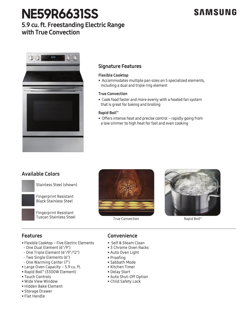 Página 1 del manual Ficha técnica Samsung NE59R6631SS/AA