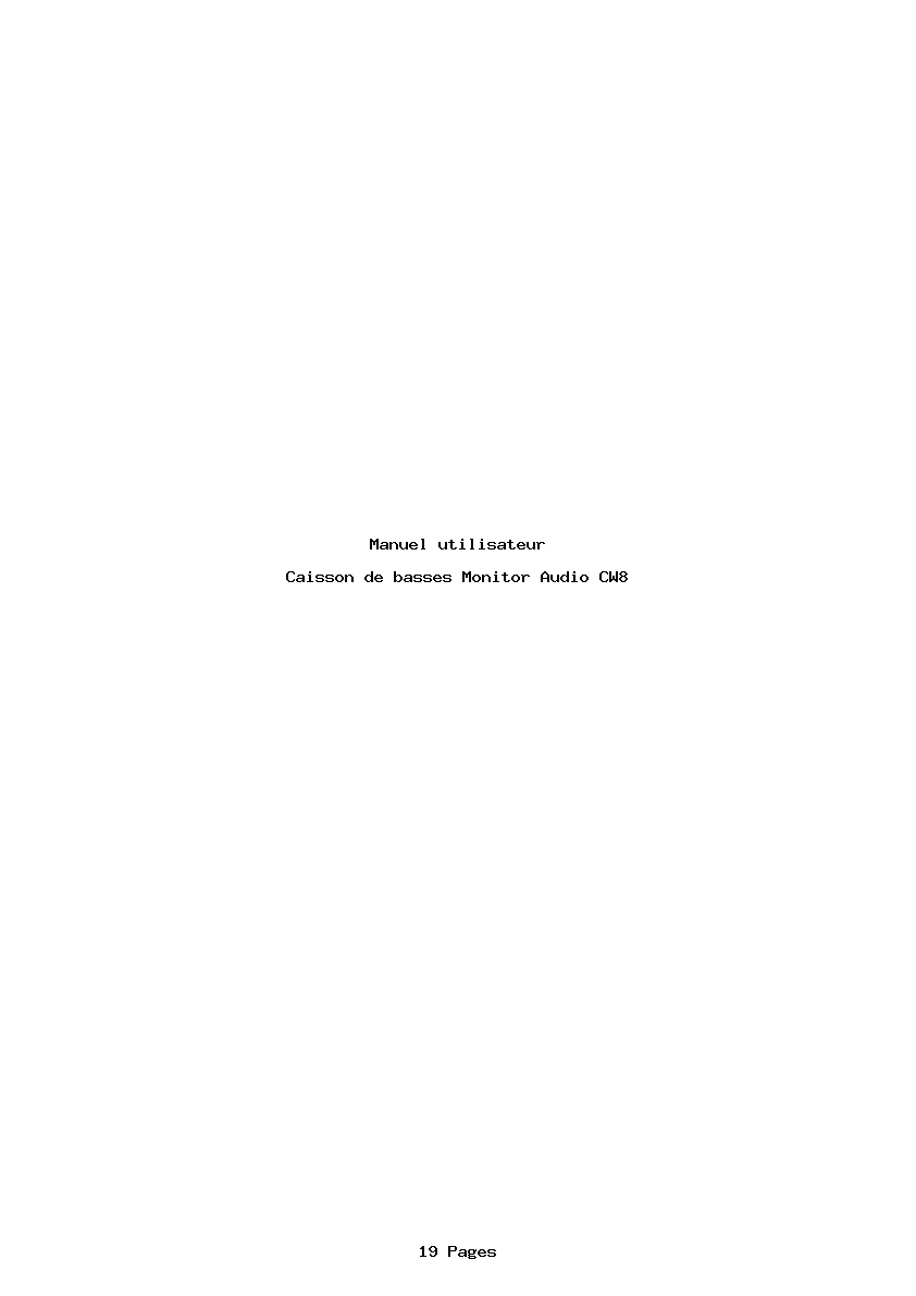Page 1 de la notice Manuel utilisateur Monitor Audio CW8