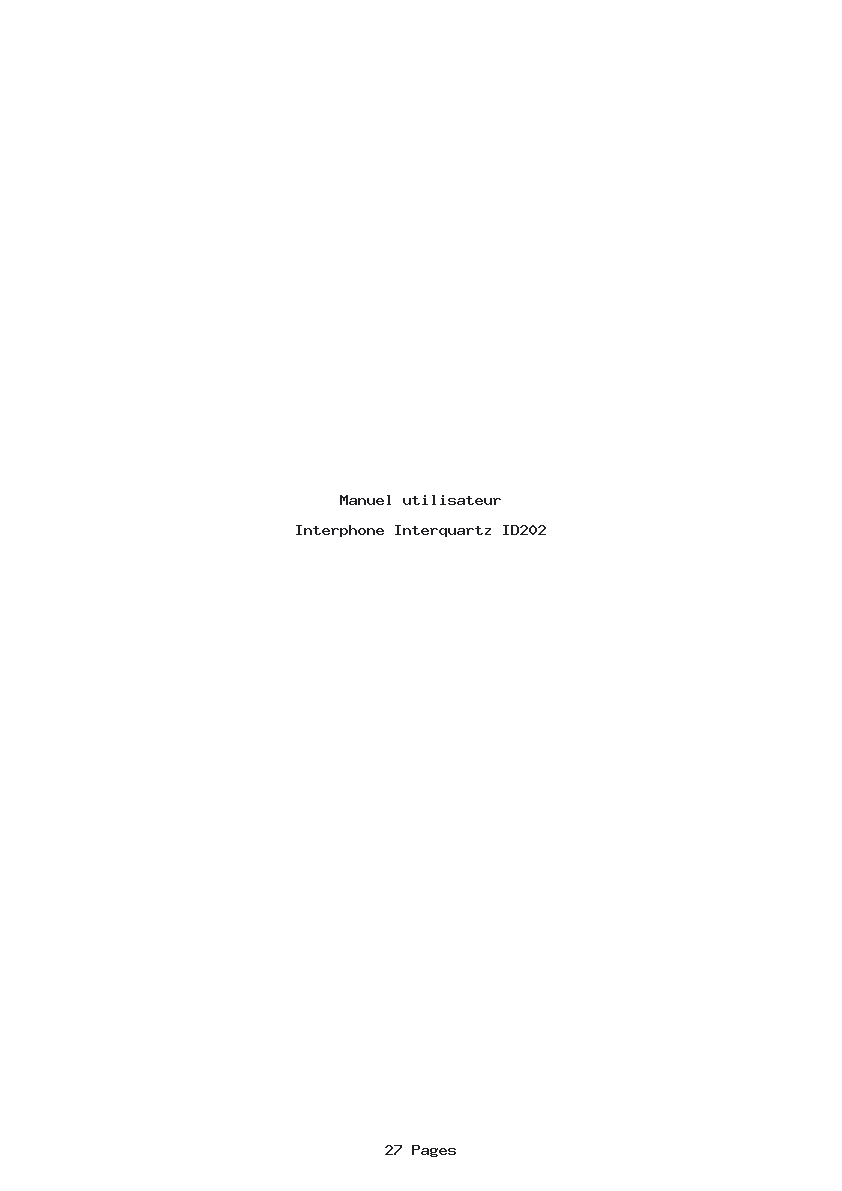 Page 1 de la notice Manuel utilisateur Interquartz ID202