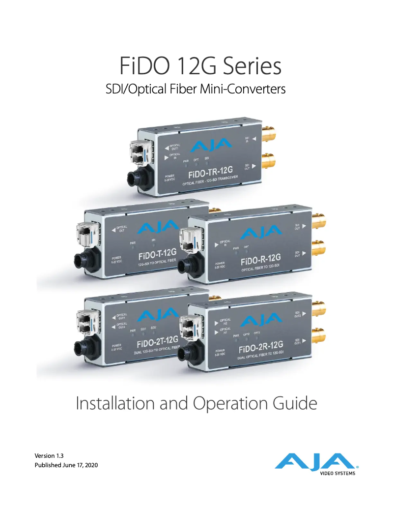 Page 1 de la notice Manuel utilisateur AJA FiDO-T-12G-ST