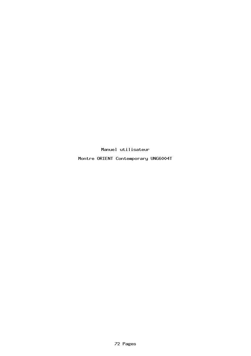 Page 1 de la notice Manuel utilisateur ORIENT Contemporary UNG6004T