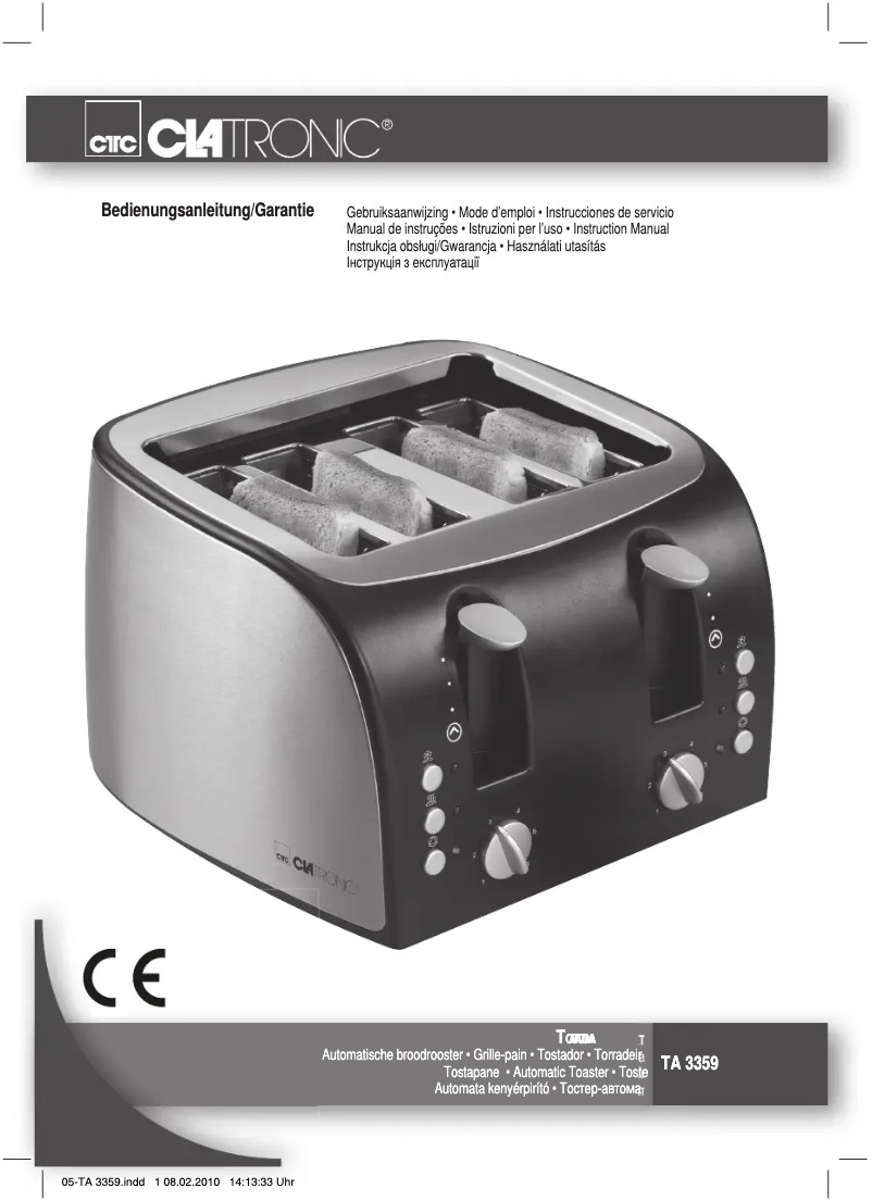 Page 1 de la notice Manuel utilisateur Clatronic TA 3359