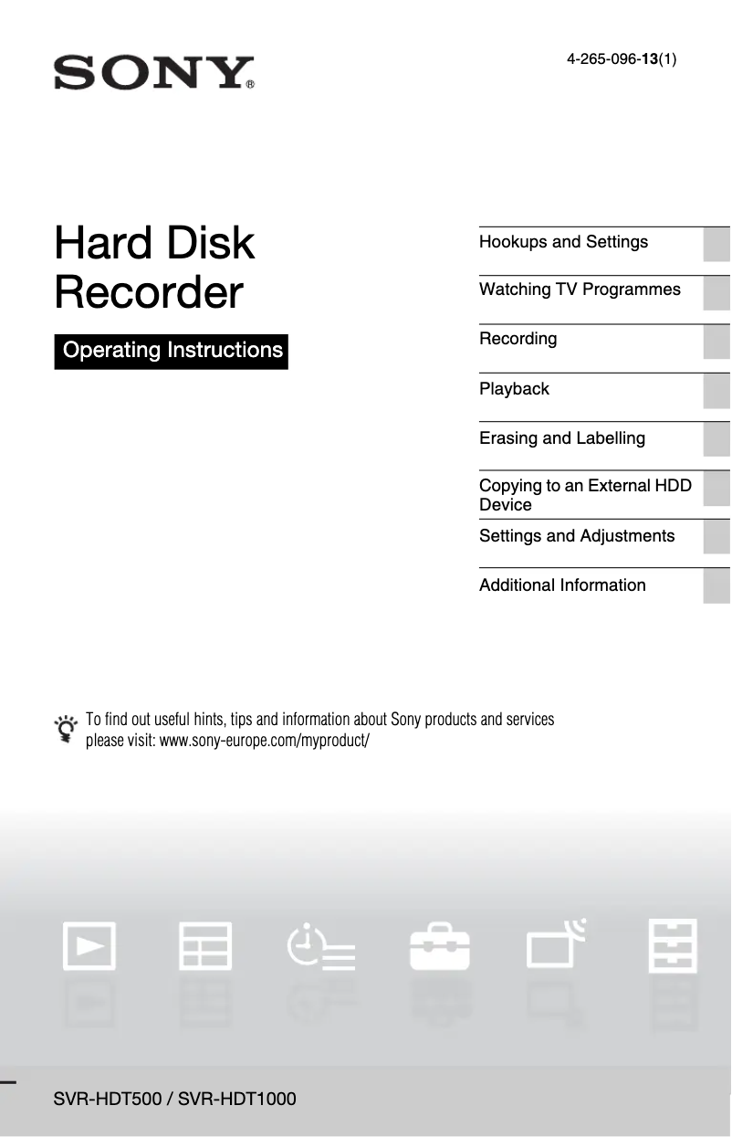 Page 1 de la notice Manuel utilisateur Sony SVR-HDT500