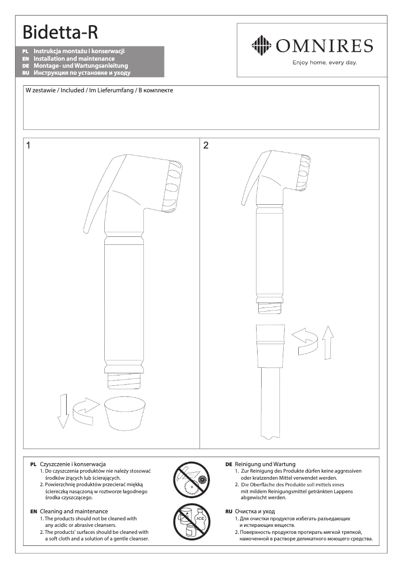 Página 1 del manual Manual de usuario Omnires Bidetta-R
