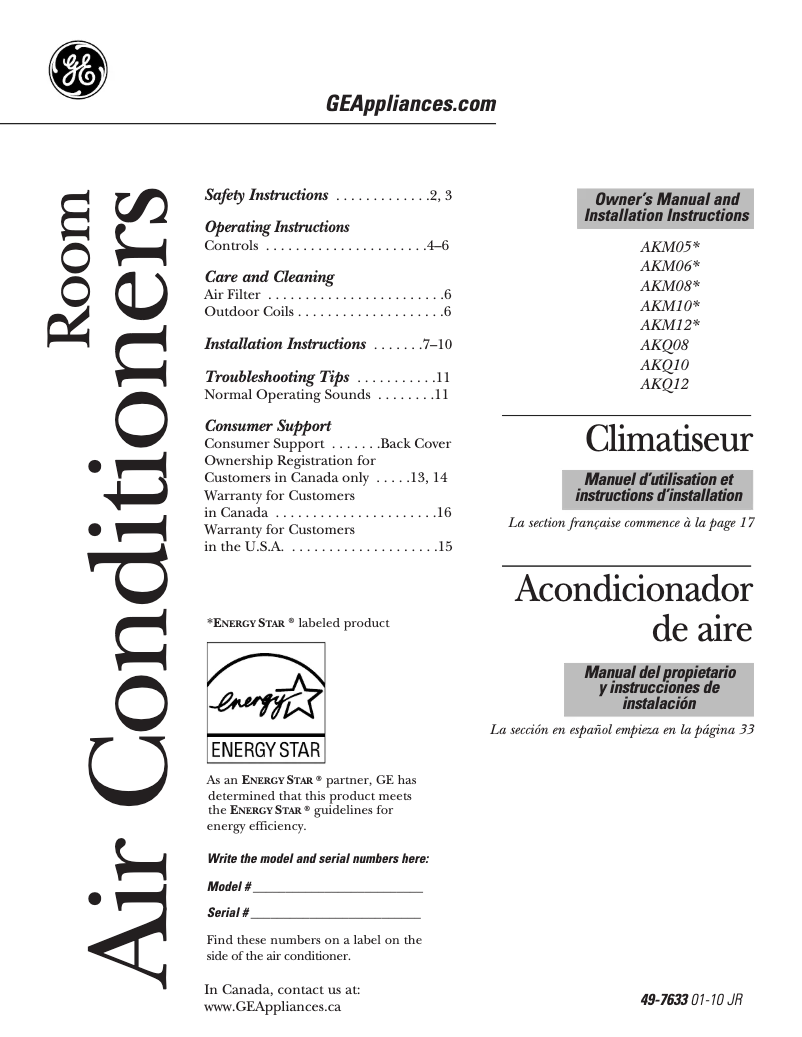 Image de la première page du manuel de l'appareil AKQ12DN