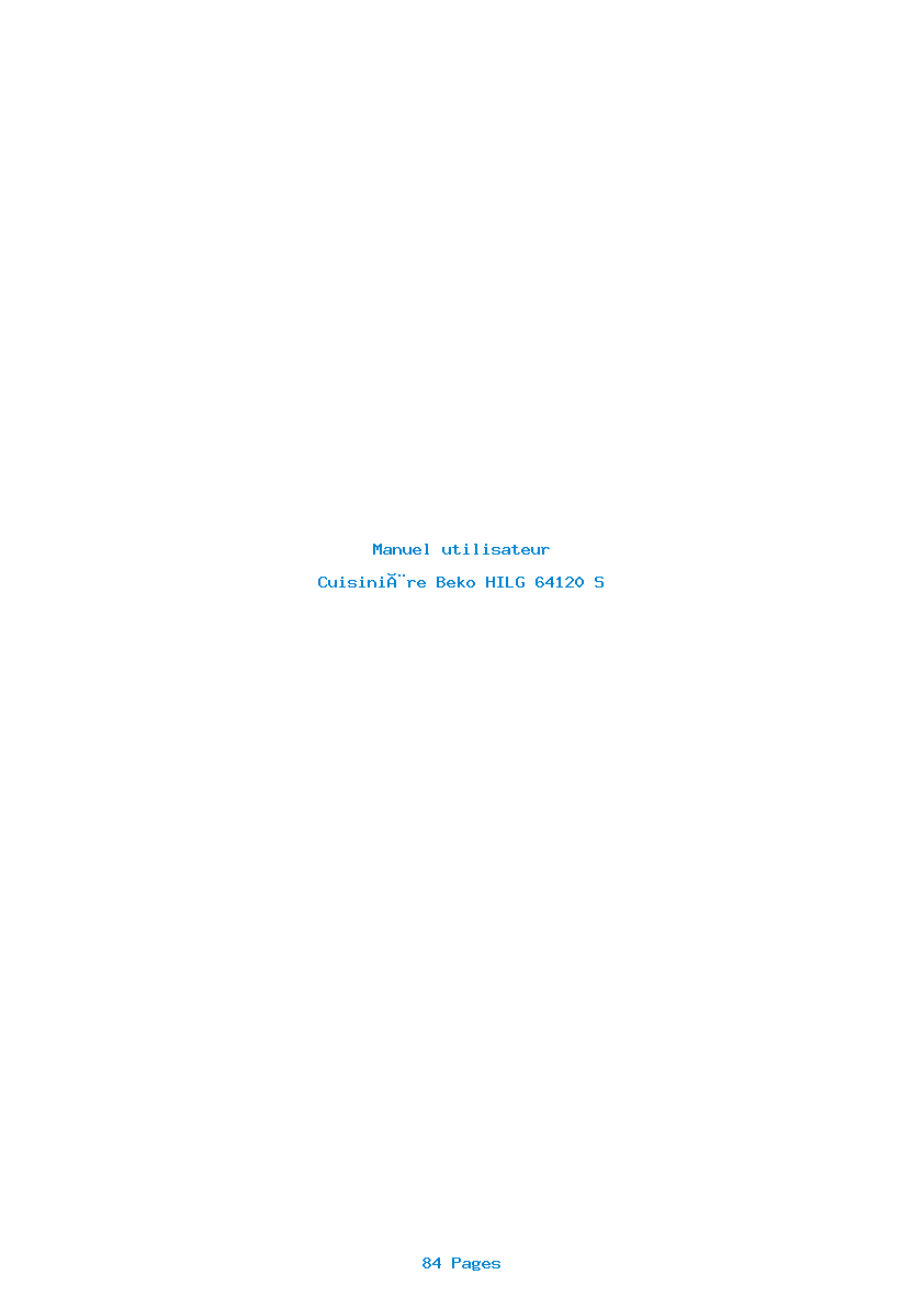 Page 1 de la notice Manuel utilisateur Beko HILG 64120 S
