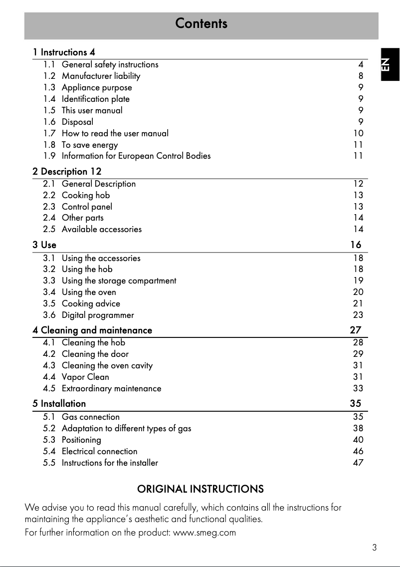 Página 1 del manual Folleto Smeg SCD90MFX9-1
